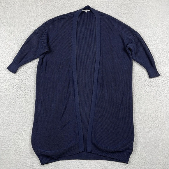 FRNCH Sweaters - FRNCH Sweater Womens‎ M/L Navy Open Front Knit Cardigan 3/4 Sleeve Minimalist